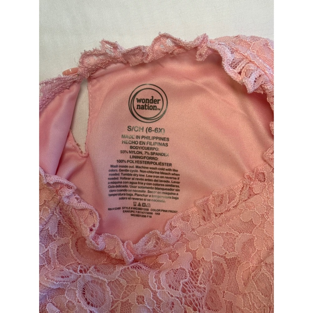 Girls Pink Lace Long Sleeve Top Ruffle Neckline Party Special Occasion Sz Sm 6 - Picture 5 of 5